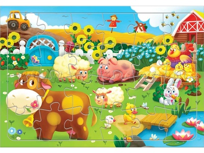 Пазл на подложке "Животные на ферме" (24 дет.) Пазл на подложке "Животные на ферме" (24 дет.)