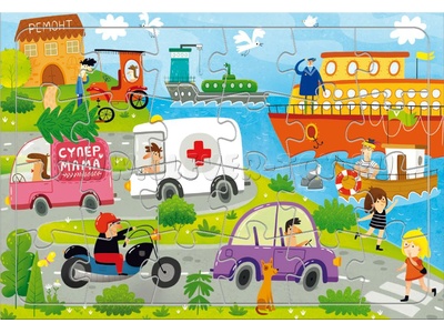 Пазл на подложке "Транспорт" (24 дет.) Пазл на подложке "Транспорт" (24 дет.)