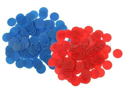 Фишки счетные двухцветные (красный/синий, 25мм, 200шт) Фишки счетные двухцветные (красный/синий, 25мм, 200шт)