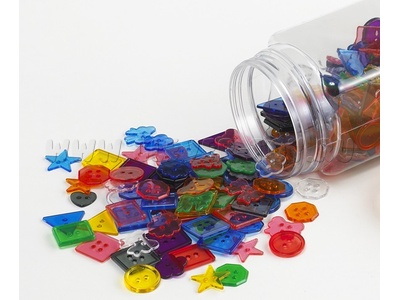 Счетный материал "Пуговицы прозрачные" (d=16-25 мм, в контейнере) Счетный материал "Пуговицы прозрачные" (d=16-25 мм, в контейнере)