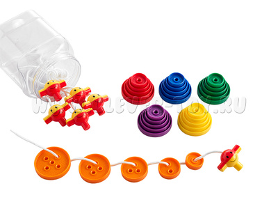 Набор "Гигантские пуговицы и Веселая шнуровка" (в контейнере) Набор "Гигантские пуговицы и Веселая шнуровка" (в контейнере)