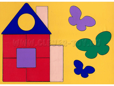 Мозаика "Сложи картинку. Домик с бабочками" (12 деталей) Мозаика "Сложи картинку. Домик с бабочками" (12 деталей)