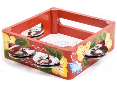 Тамбурин из массива березы, D 15 см (с росписью) Тамбурин из массива березы, D 15 см (с росписью)