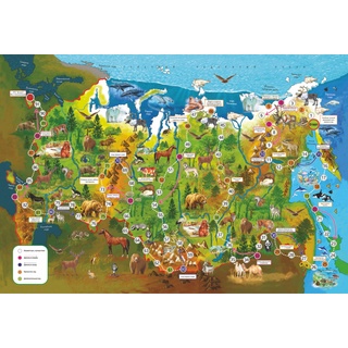 Коврик - игра "Путешествие по России" + кубик и 4 фишки