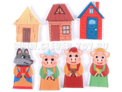 Пальчиковый театр Три поросенка (7 элементов, фетр) Пальчиковый театр Три поросенка (7 элементов, фетр)