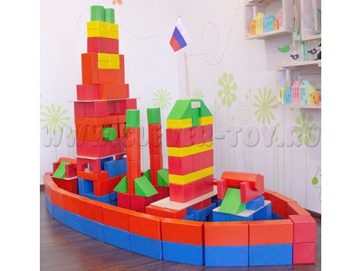 Конструктор Поликарпова (напольный пустотелый деревянный конструктор, 340 деталей) в гофрокоробке