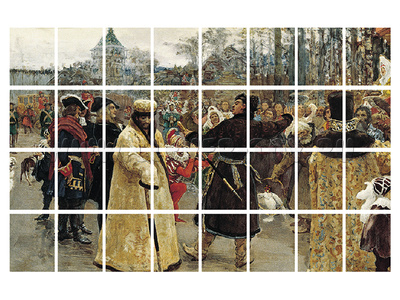 Набор магнитных карточек "Приезд царей Иоанна и Петра Алексеевичей" (Илья Репин) (для работы на клас Набор магнитных карточек "Приезд царей Иоанна и Петра Алексеевичей" (Илья Репин) (для работы на клас