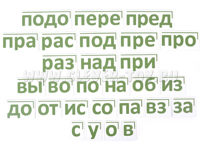 Набор магнитных карточек "Морфемный конструктор, приставки"